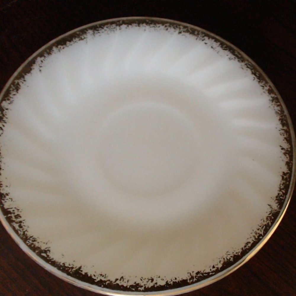 Vintage - Fire King Milk Glass Swirl Saucer - 3of4